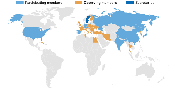 Nations represented in the current ISO/TC 119 Powder Metallurgy membership (Courtesy PM Review)