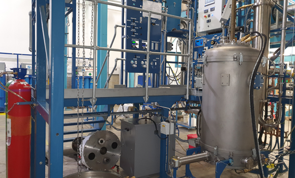 A fluidised bed reactor at PSI’s facility in Hailsham (Courtesy PSI)