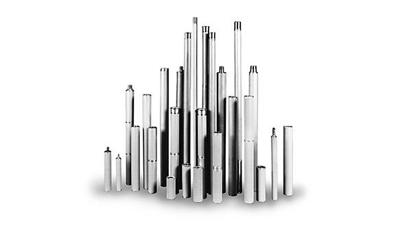 Sintered porous metal cartridges are available in a variety of shapes, media grades, and alloys (Courtesy Mott Corporation)