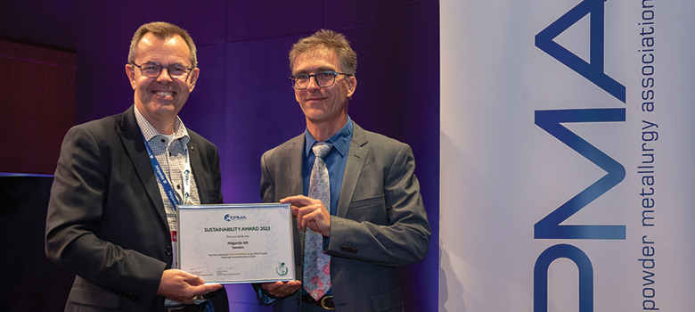 Höganäs received the first gold sustainability award in 2023 (Courtesy EPMA)